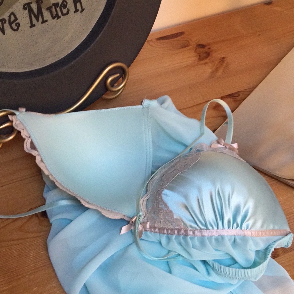 Host Pic💕💕Gorgeous Sheer Intimate Sz M  Light Blue  with Lace Trim. - Picture 7 of 8